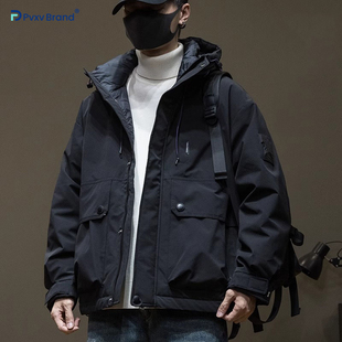 工装羽绒服男冬季新款时尚百搭宽松大码男士高级感秋冬款外套男士