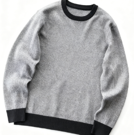 thumbnail for Black Four-Knot Front Design, Black Round Neck, Gray Sweater 33111955