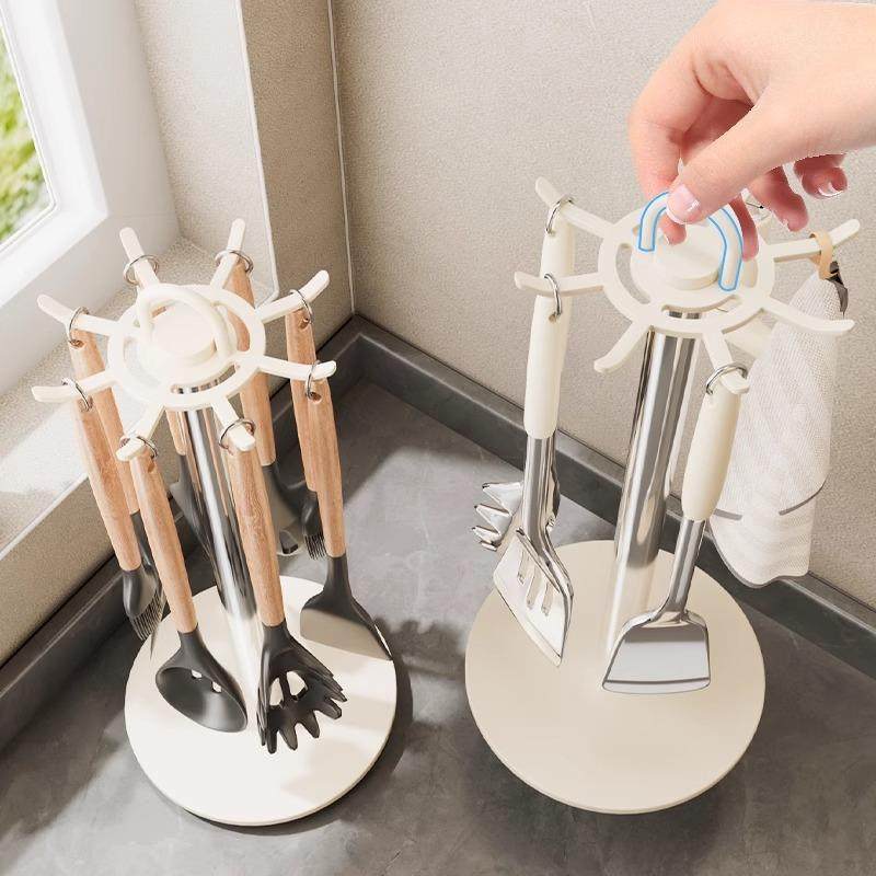 厨房台面铲架置物架旋转挂钩锅挂勺子铲子支架汤勺厨具用品收纳架,厨房/烹饪用具,抹布架/厨房清洁收纳架,淘宝优惠券,粉丝福利购,淘宝优惠卷