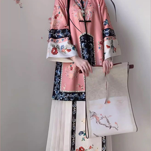 重工馬面裙春秋款 花神記 滿滿 清漢女復(fù)原對襟圓領(lǐng)古董民族服裝