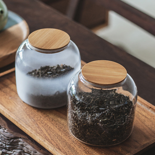 日式云雾玻璃茶叶罐便携简约花茶普洱茶铁观音装茶叶的罐子