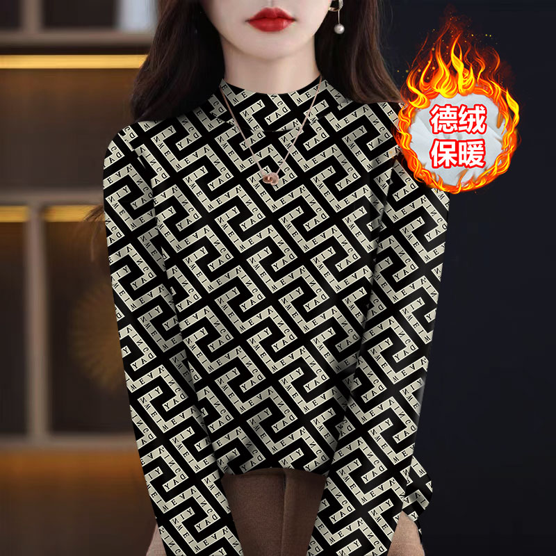 清仓捡漏~德绒打底衫女2025年秋冬新款T恤显瘦时尚百搭上衣妈妈装