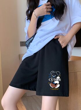 夏季薄款冰丝运动短裤女韩版潮流百搭宽松直筒阔腿休闲学生五分裤