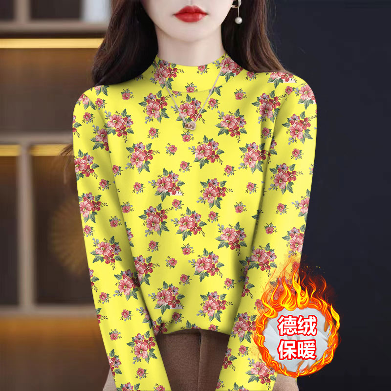 清仓捡漏~秋冬德绒半高领打底衫女2025新款妈妈装气质显瘦上衣潮