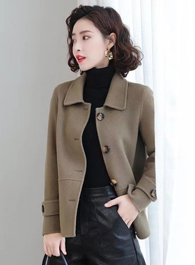 短款毛呢大衣女2025秋季新款小香风宽松时尚休闲百搭纽扣开衫帽子
