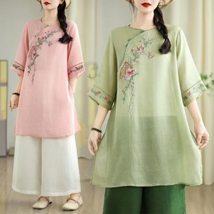 中长款 深圳南油轻奢高端货 女夏季 国风衬衫 宽松显瘦上衣潮 新中式