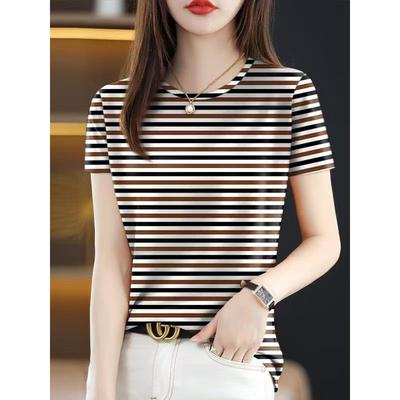 广州十三行高端爆款~2025夏季新款宽松T恤女短袖遮肚妈妈装上衣服