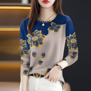 深圳南油轻奢高端货~2025新款大码宽松长袖t恤女装春秋内搭打底衫