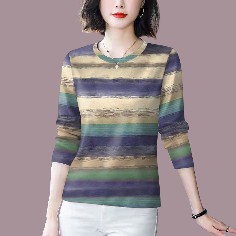 广州十三行高端爆款~长袖T恤女妈妈秋装2025新款中老年上衣打底衫