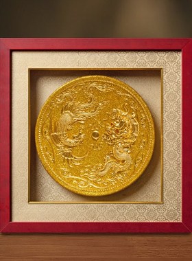 龙凤呈祥摆件金i箔漆线雕工艺品新婚礼物送闺蜜结婚礼品送新人高