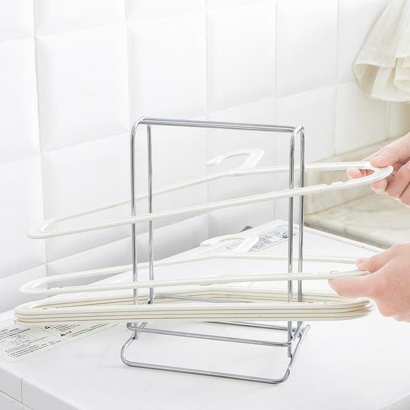 锈衣架收XQA神器阳台置物架不钢免打纳孔婴儿衣架整理架层多储存