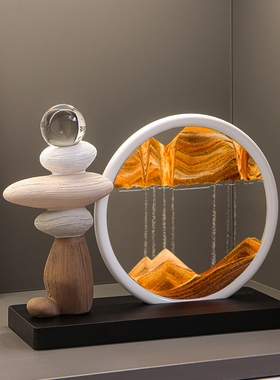 时来运转流沙画摆件客厅电视柜酒柜玄关轻奢高档高级装饰品办公室