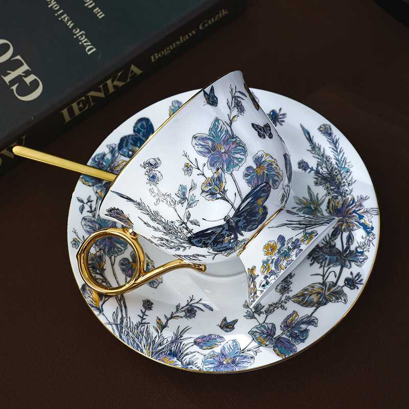 高脚设计欧式陶瓷骨瓷咖啡杯子杯碟套装复古O英式下午茶具茶杯礼