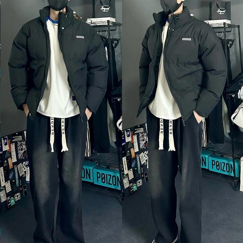 韩系冬季保暖棉服套装男q士2024新款棉衣外套男装搭配牛仔裤一整
