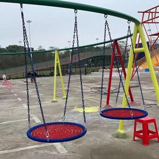 户外圆盘秋千游乐场景区s公园幼儿园儿童多人秋千彩色圆形鸟窝秋