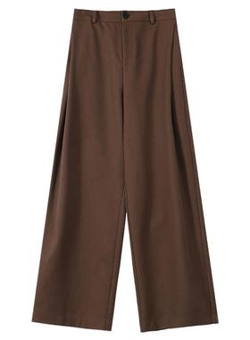 吴童直童黑色筒垂UTD感阔腿休闲裤女春季韩系松尚拖地西装宽长时