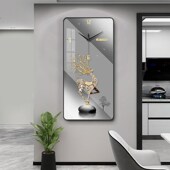 麋鹿玄关钟表挂钟客q厅新款 饰画艺术时钟挂墙现代简约 餐厅装