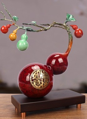 铜葫芦摆件事事如意客厅玄关电视柜装饰办公室乔迁新居开业礼品