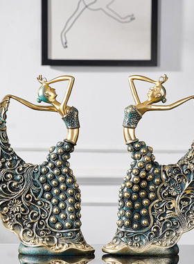 现代轻奢风舞蹈女孩艺术摆件客厅电视机柜酒柜桌面创意工艺品装饰