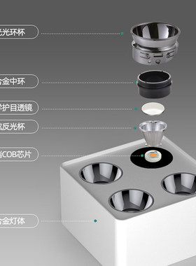 明装筒灯无主家用护眼防眩射灯方形led悬吊式天花板客厅格栅天花