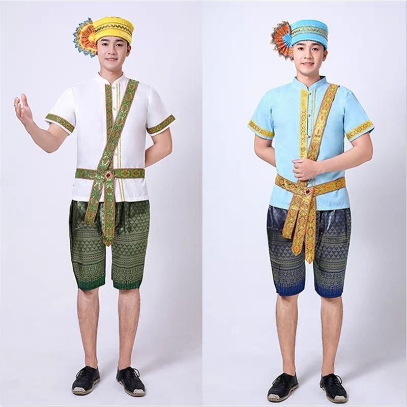 云南西双版纳傣族民族服装泰版男款套装拍照旅游舞台表演服