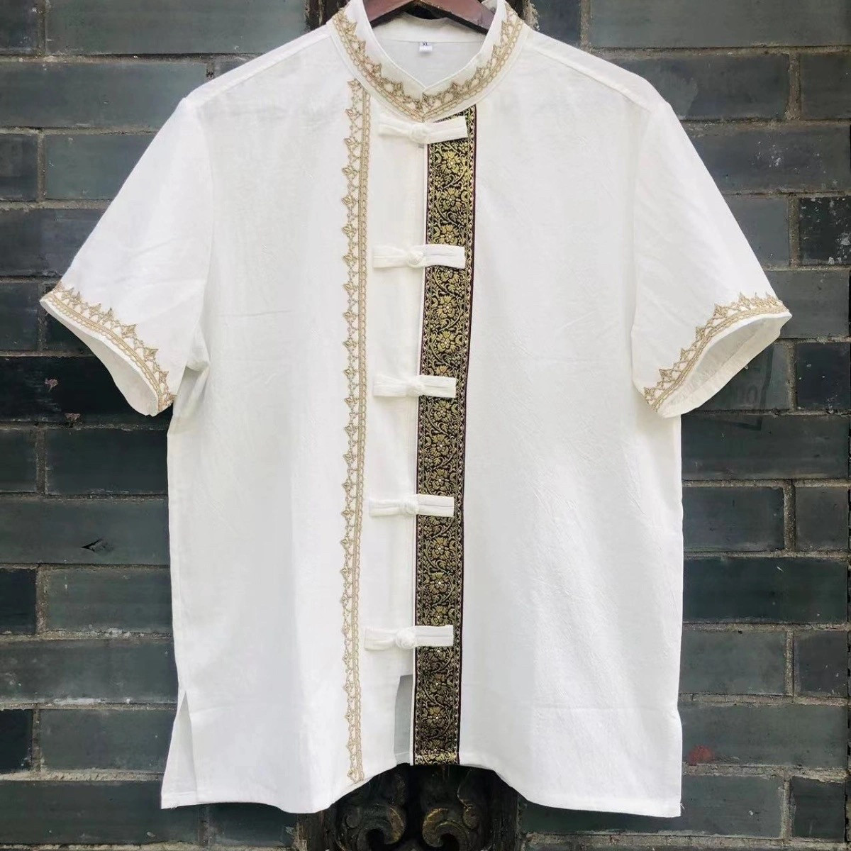 新款西双版纳傣族服装男款上衣复古风泼水节唐装云南短袖夏季,男装,唐装,淘宝优惠券,粉丝福利购,淘宝优惠卷