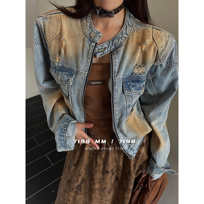 【7198MM】街头重工水洗做旧机车牛仔外套  YS1-8860#  GLP