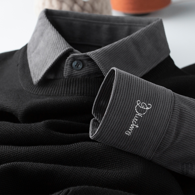 男士假两件韩版针织衫休闲加厚