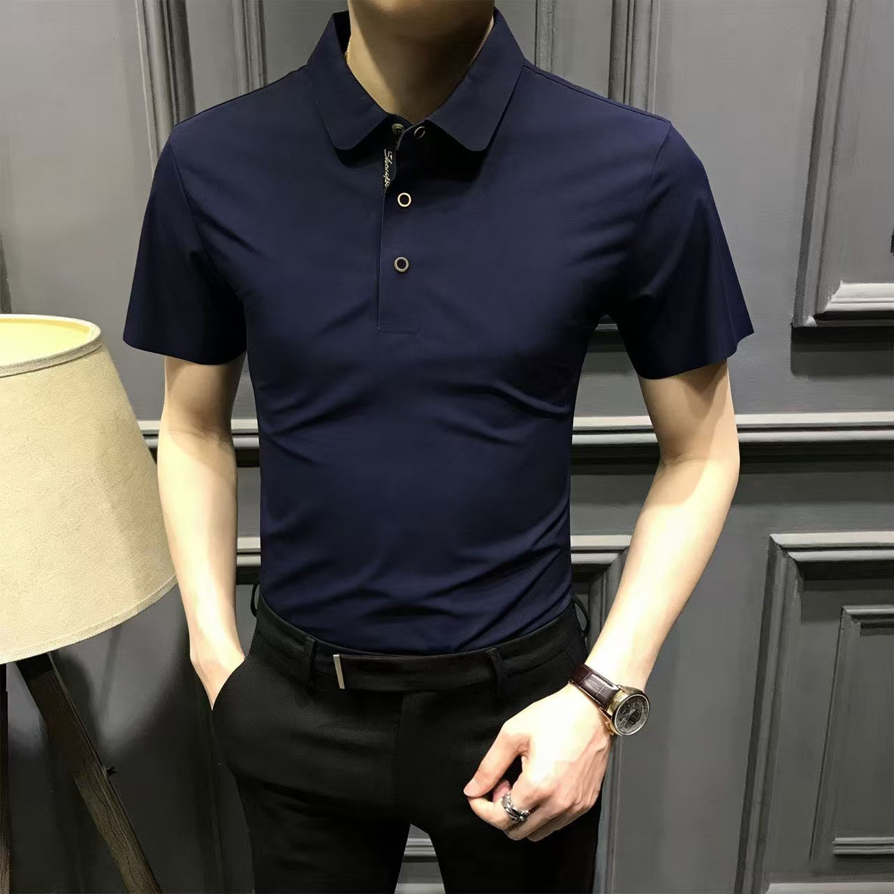 冰丝凉感无痕短袖Polo衫男2026夏季新款商务休闲百搭翻领T恤男装