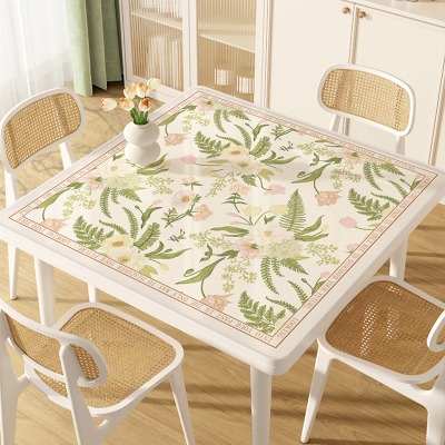 轻奢高级软玻璃餐桌垫正方形桌布防水防油免洗pvc茶几桌面保护垫