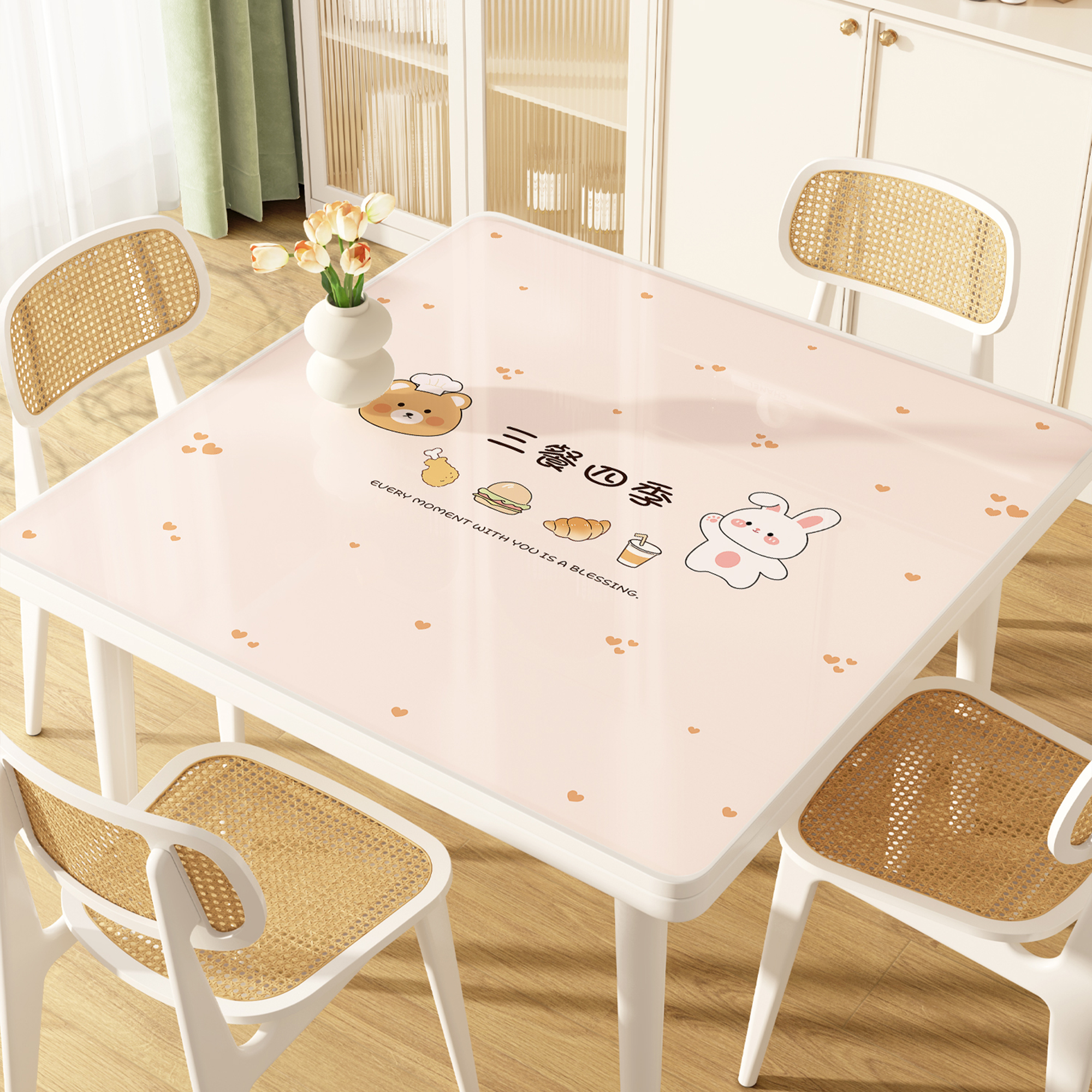 轻奢高级软玻璃餐桌垫正方形桌布防水防油免洗pvc茶几桌面保护垫