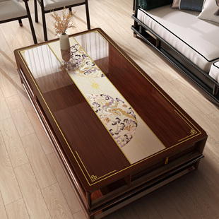 新中式软玻璃茶几垫防水防油防烫客厅餐桌垫PVC印花水晶板桌面垫