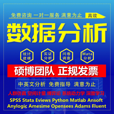 SPSS数据分析服务Eviews实证Stata代做Amos统计学处理Python