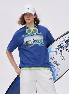 ONEILL夏季纯棉短袖男女同款纯色图案宽松短袖T恤运动薄上衣新款