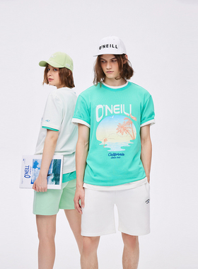 ONEILL短袖男女同款印花中性T恤透气设计感夏季纯棉运动短袖T恤