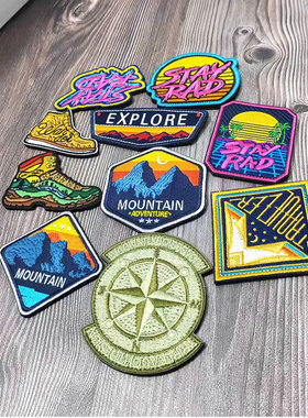 STAY RAD刺绣魔术贴沙滩度假户外野营自然风景士气章包贴个性臂章