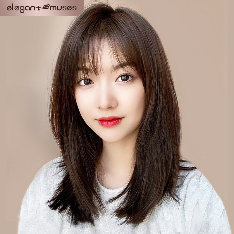 假发女长发自然全头锁骨发型真人发丝短发假头发中长发真发假发套