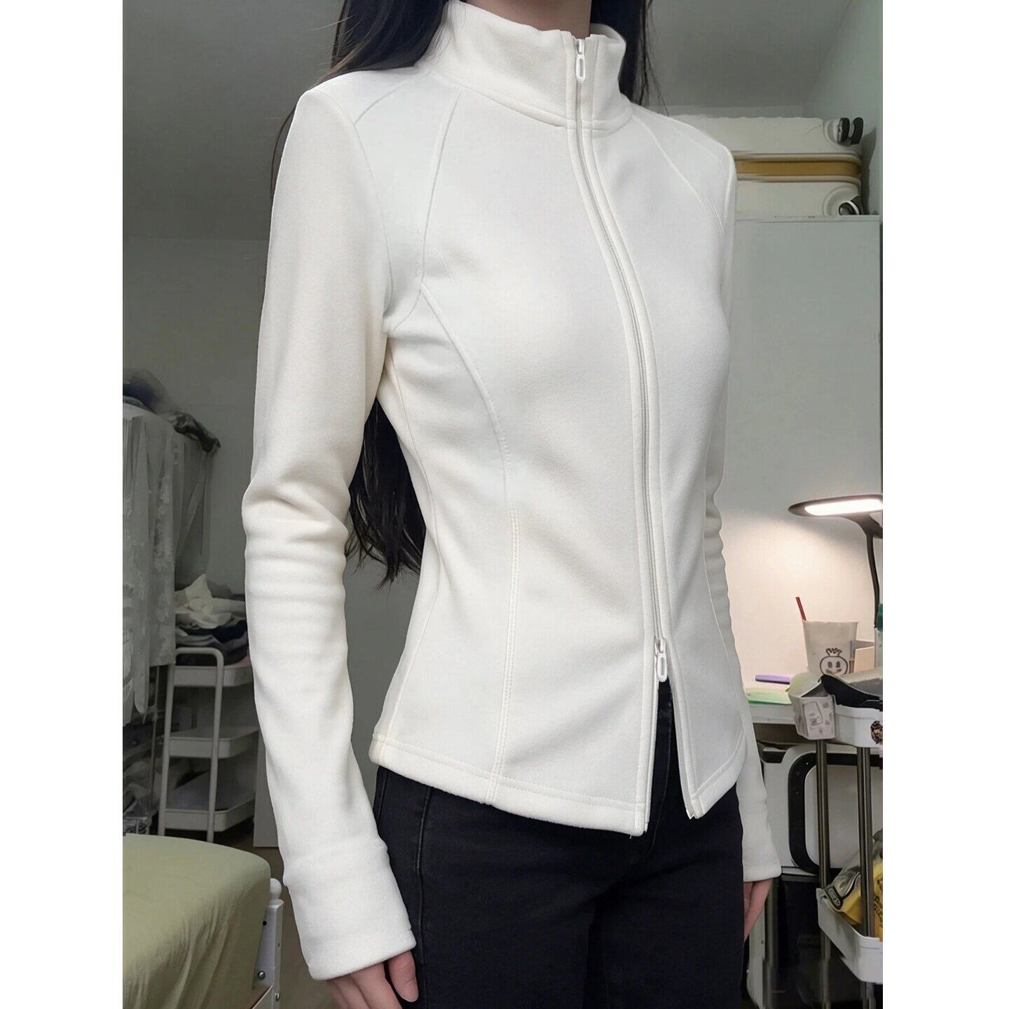 秋冬季修身摇粒绒外套女冲锋衣抓绒衣内胆羽绒服内搭保暖上衣开衫