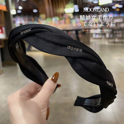 简约麻花水钻发箍女款夏高级感洋气时尚发卡日常外戴洗脸带齿头箍