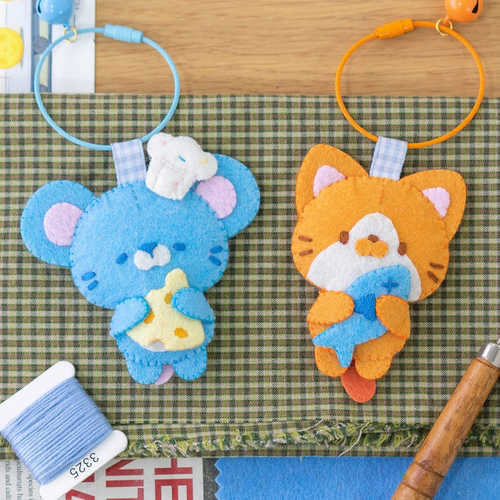 不织布diy材料包亲子儿童手工刺绣香囊送礼物小动物钥匙扣挂件