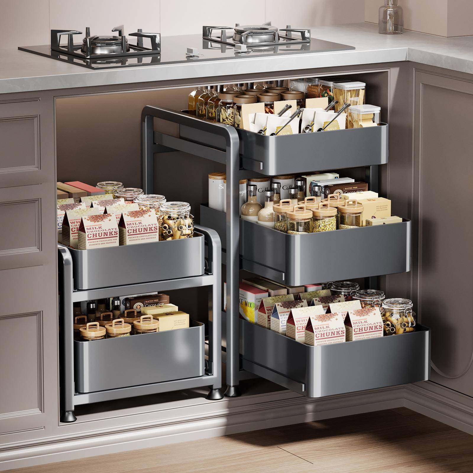 厨房柜内分层架抽屉抽拉式免打孔橱柜拉篮收纳多功能下水槽置物架,厨房/烹饪用具,抹布架/厨房清洁收纳架,淘宝优惠券,粉丝福利购,淘宝优惠卷