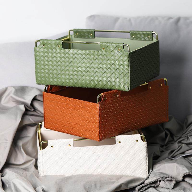 北欧INS杂物收纳筐桌面整理篮大号卧室衣柜收纳盒皮革轻奢储物盒,收纳整理,脏衣篮,淘宝优惠券,粉丝福利购,淘宝优惠卷