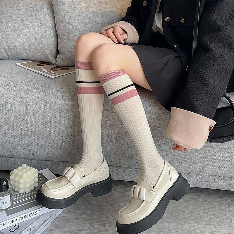 高筒ins潮春秋日系学生jk甜美小