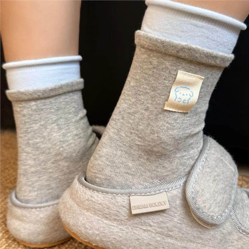 子女ins日系可爱布标小熊纯色中