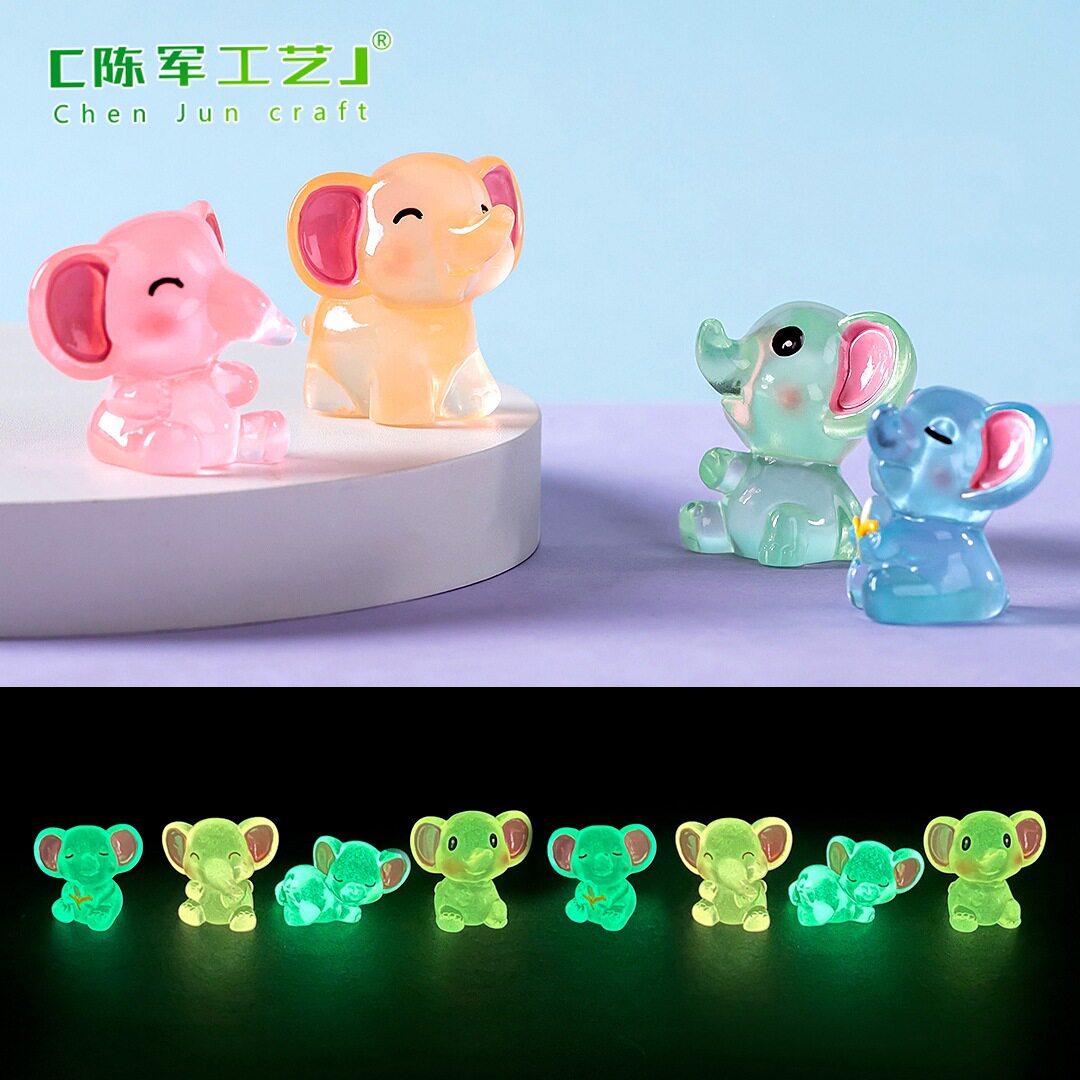 仔大象树脂品造景夜光创意桌面小
