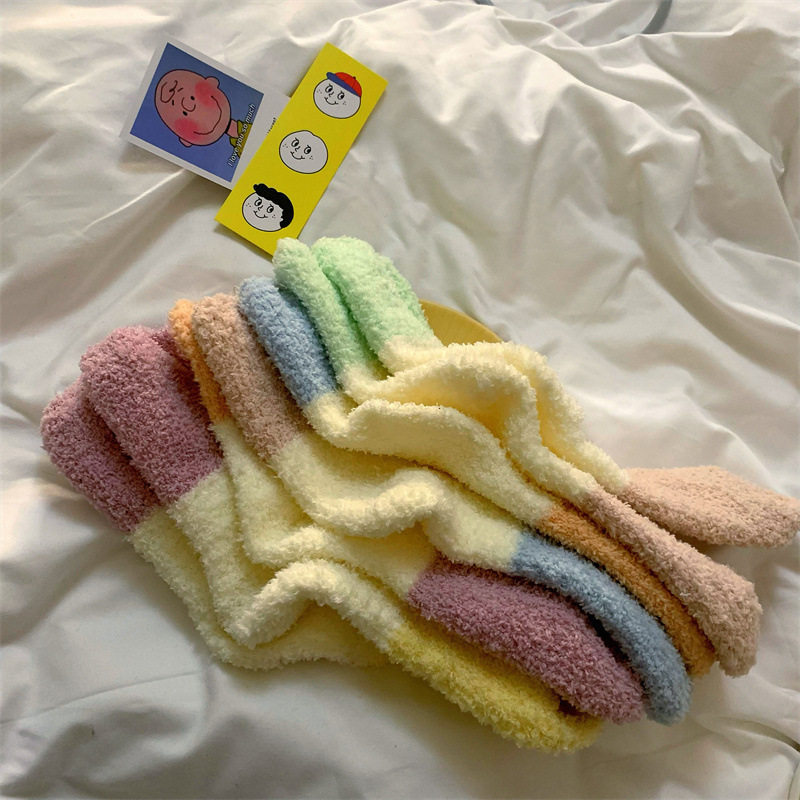 冬加厚保暖地板袜居家睡眠女袜月