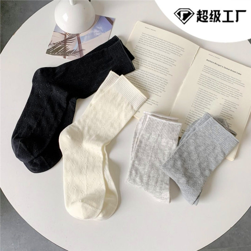 油白网眼袜子ins休闲诸暨袜业运