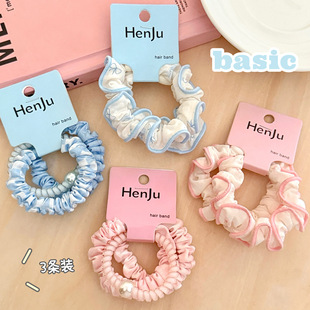 学生用品春日碎花小马尾发圈甜美清新小肠圈丸子头发绳花边