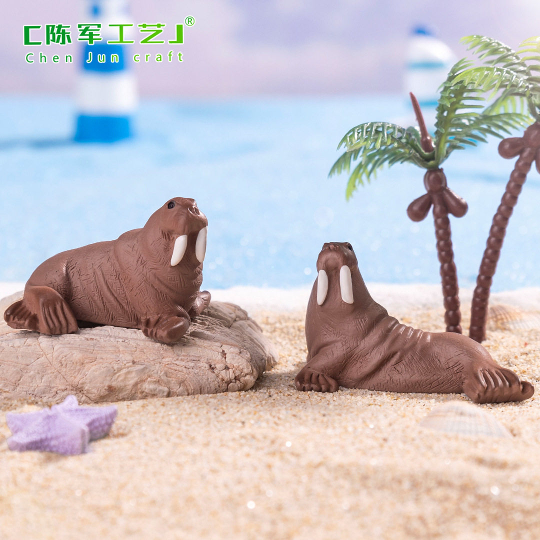 真海象公仔沙滩造景装饰创意树脂