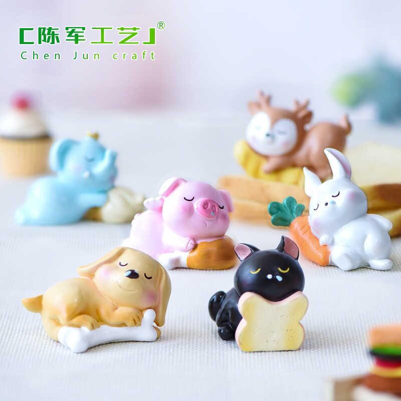 动物摆件小动物小猪狗地摊贪睡小